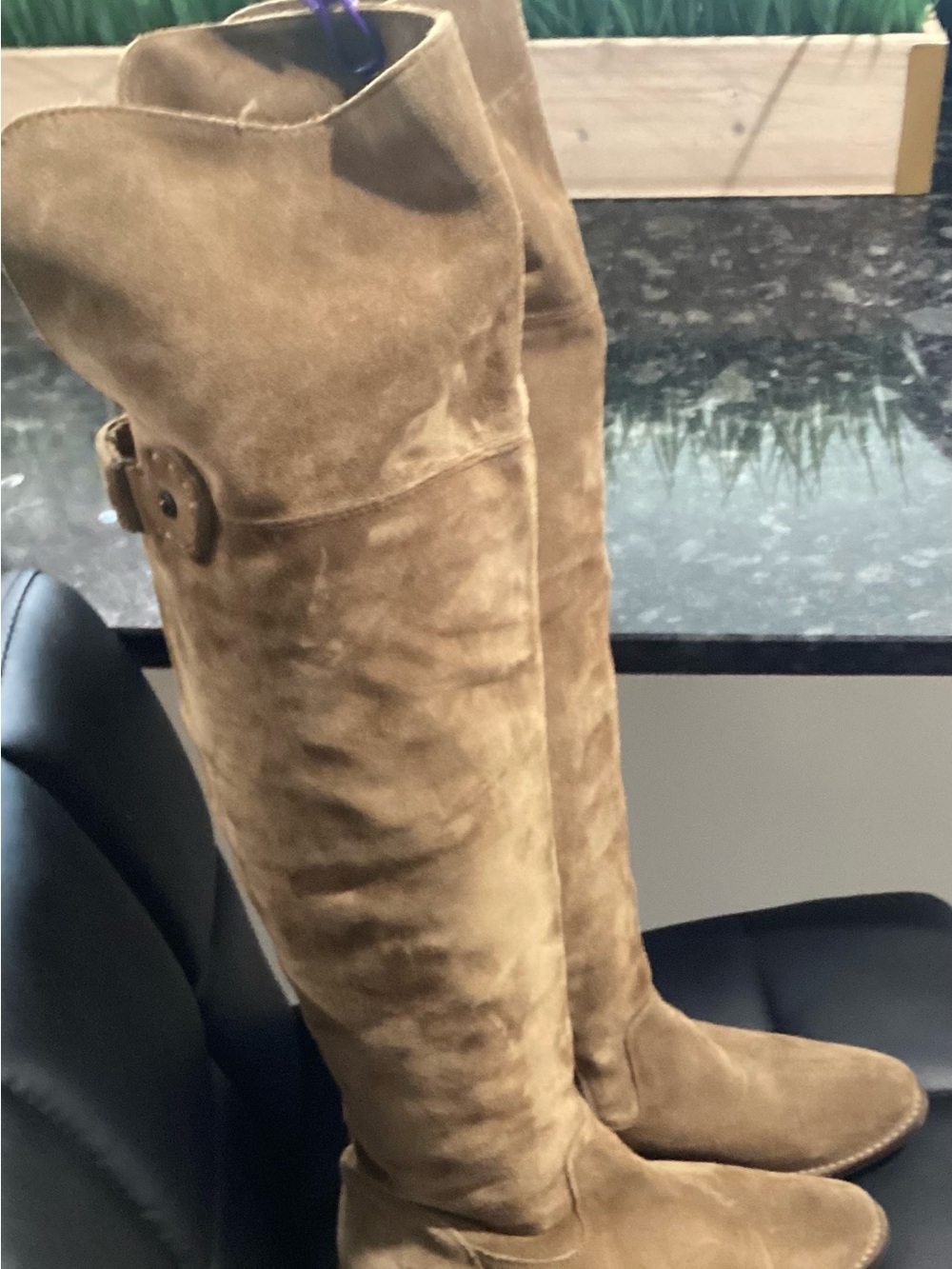 Frye Over-the-Knee Suede Boots in Chestnut Brown